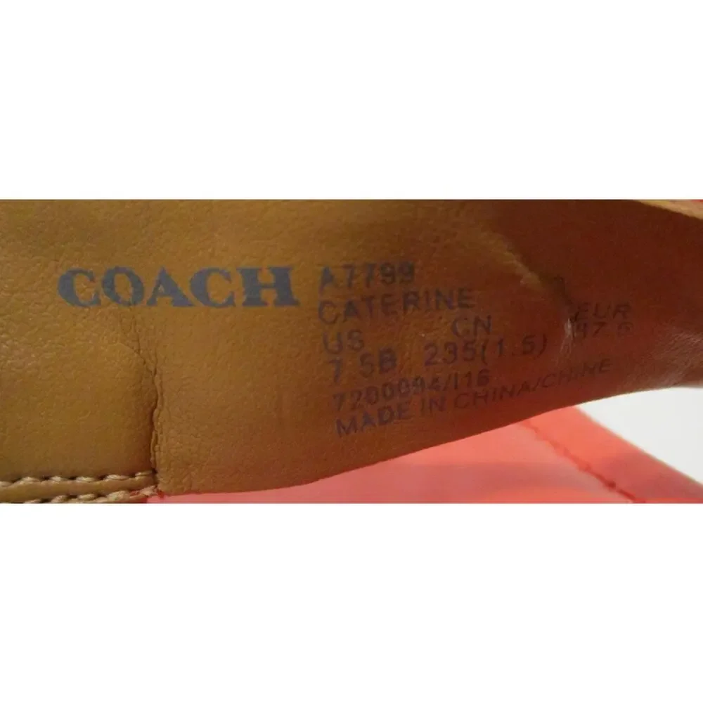 Coach CATERINE Thong Sandals – Coral Patent Gold Hardware Sz 7.5